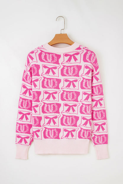 Western Bows & Horseshoes Long Sleeve Sweater
