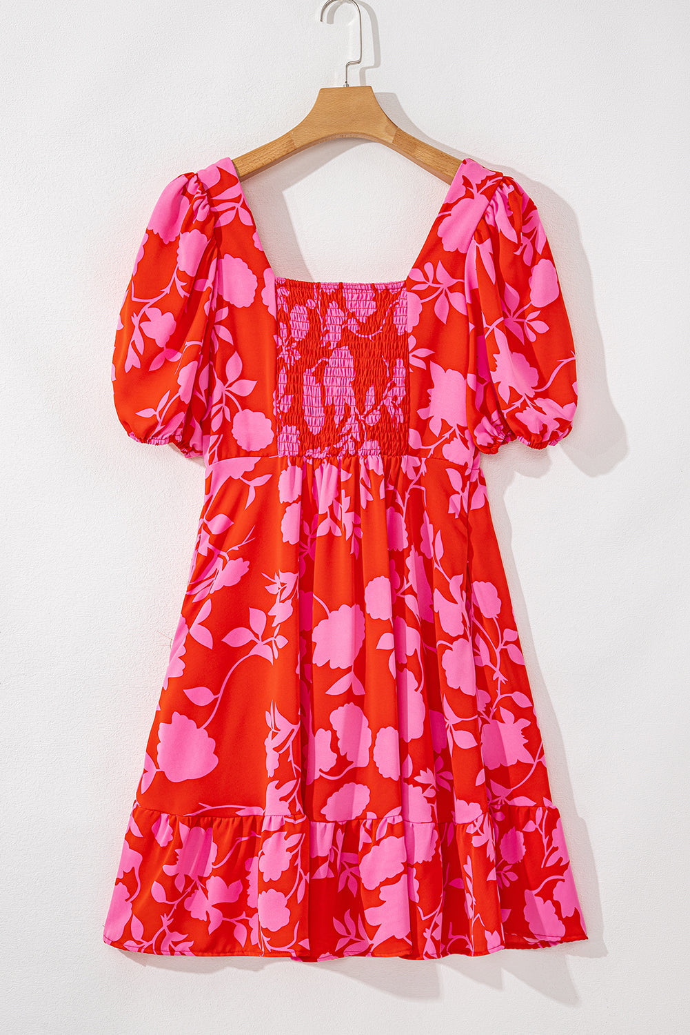 Bubble Sleeve Sweetheart Neck Ruffled Mini Dress