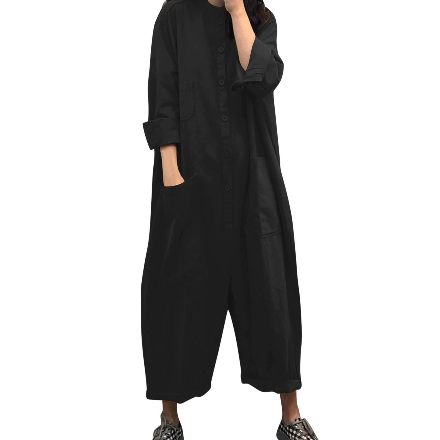 Plus Size Women's Jumpsuit With Multiple Pockets