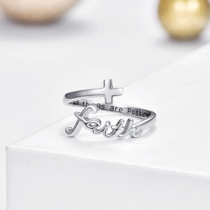 925 Sterling Silver Faith Cross Ring