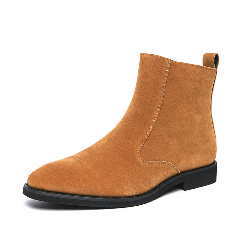 Short Suede Chelsea High Top Ankle Boots