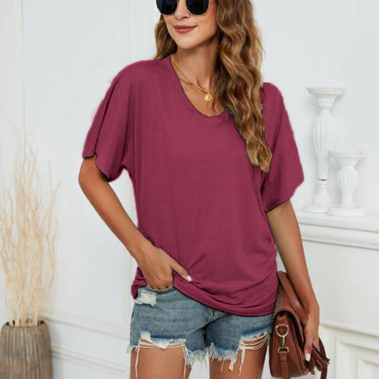 European-American V-Neck Loose Casual T-Shirt