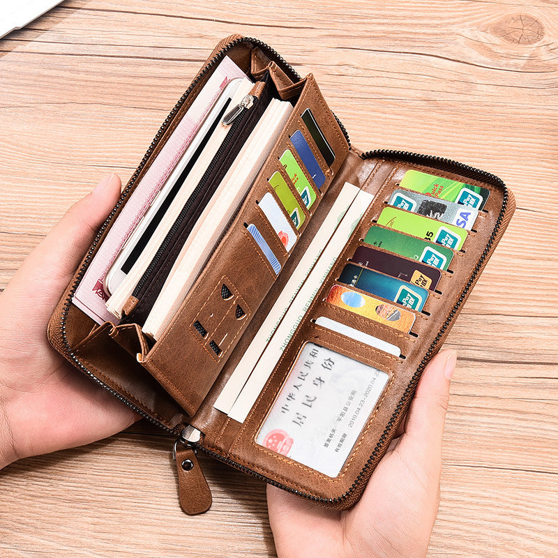 Multifunctional Men's Long Zip Wallet