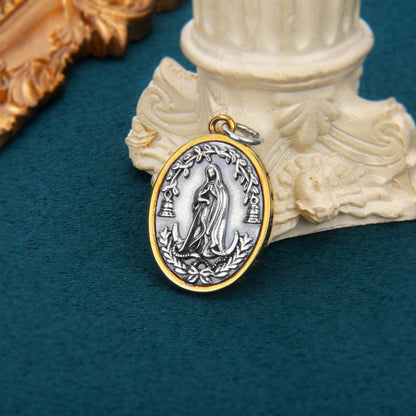 S925 Lady Portrait Cross Pendant