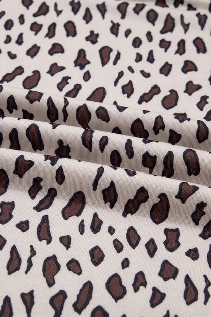 Leopard Patchwork Zip-Up Collar Mini Dress