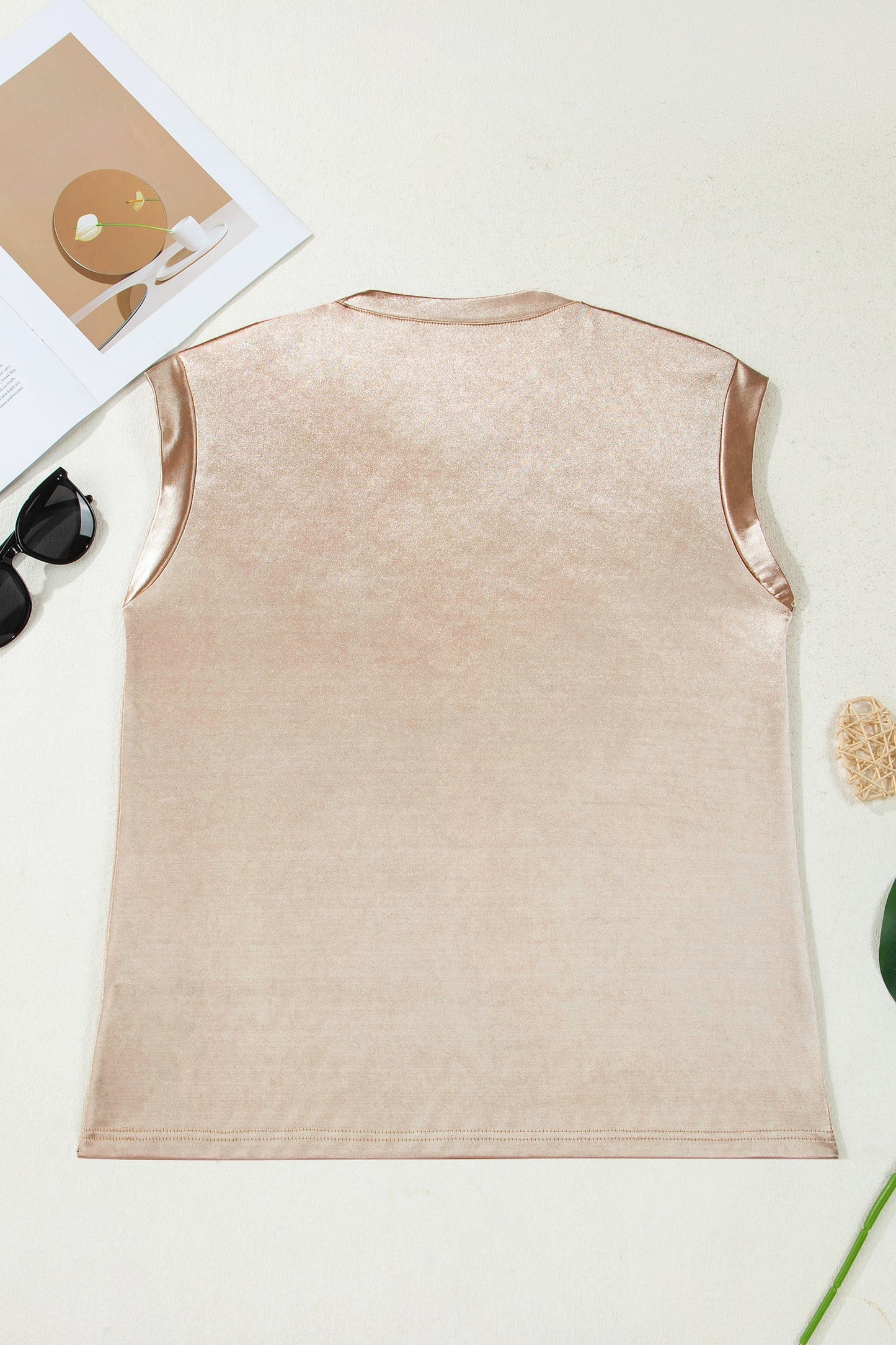 Round Neck Metallic Tank Top