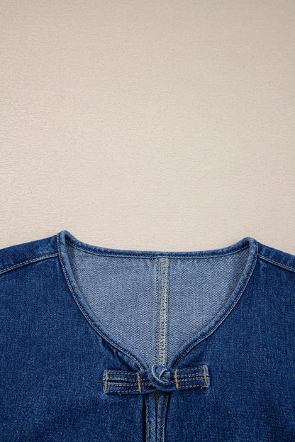 Wash Denim Straight Cut Pocketed Jacket