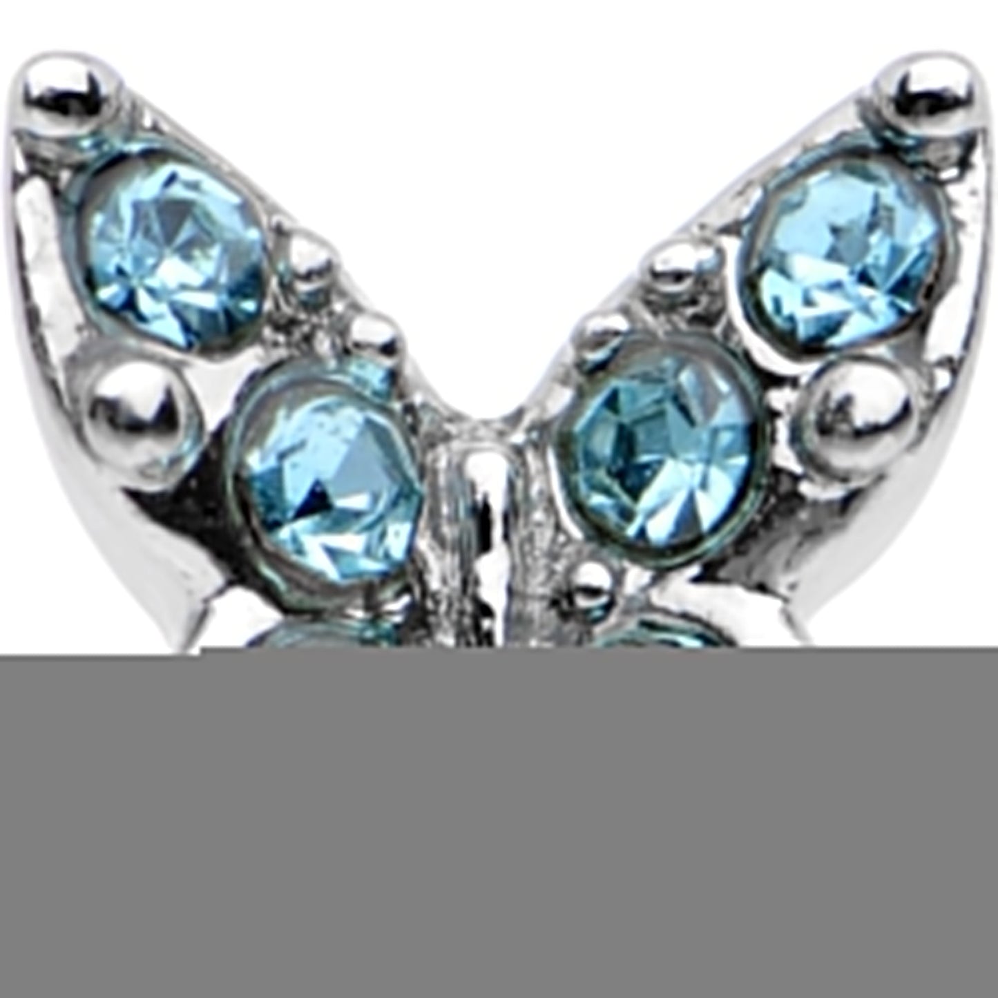 16G Blue Gem Silver Tone Butterfly Tragus Cartilage Earring