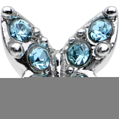 16G Blue Gem Silver Tone Butterfly Tragus Cartilage Earring