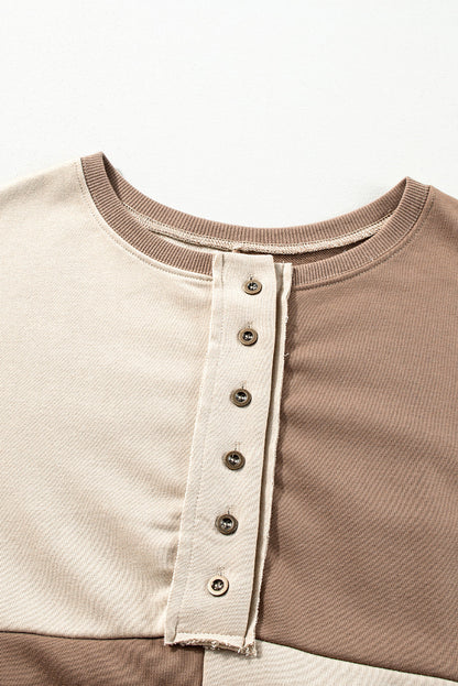 Colorblock Crewneck Henley Sweatshirt