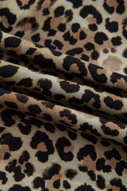Leopard Contrast Stripe V-Neck Shirt