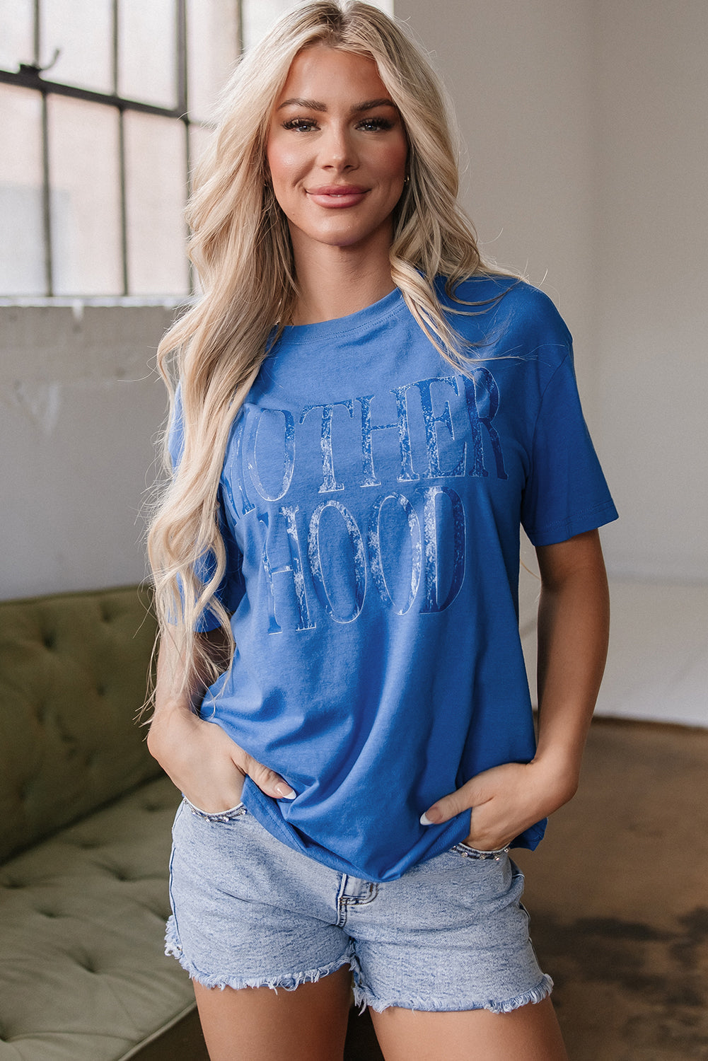 Vintage MOTHERHOOD Letter Graphic T -Shirt