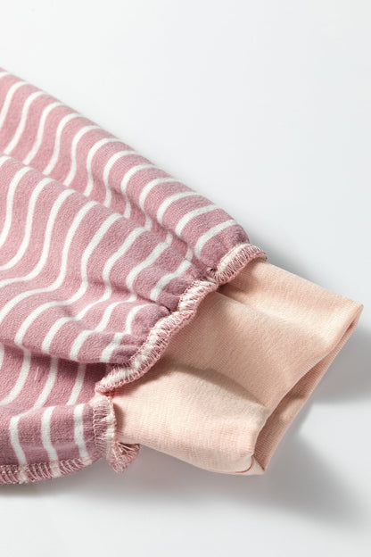 Stripe Exposed Stitching Patchwork Long Sleeve Top