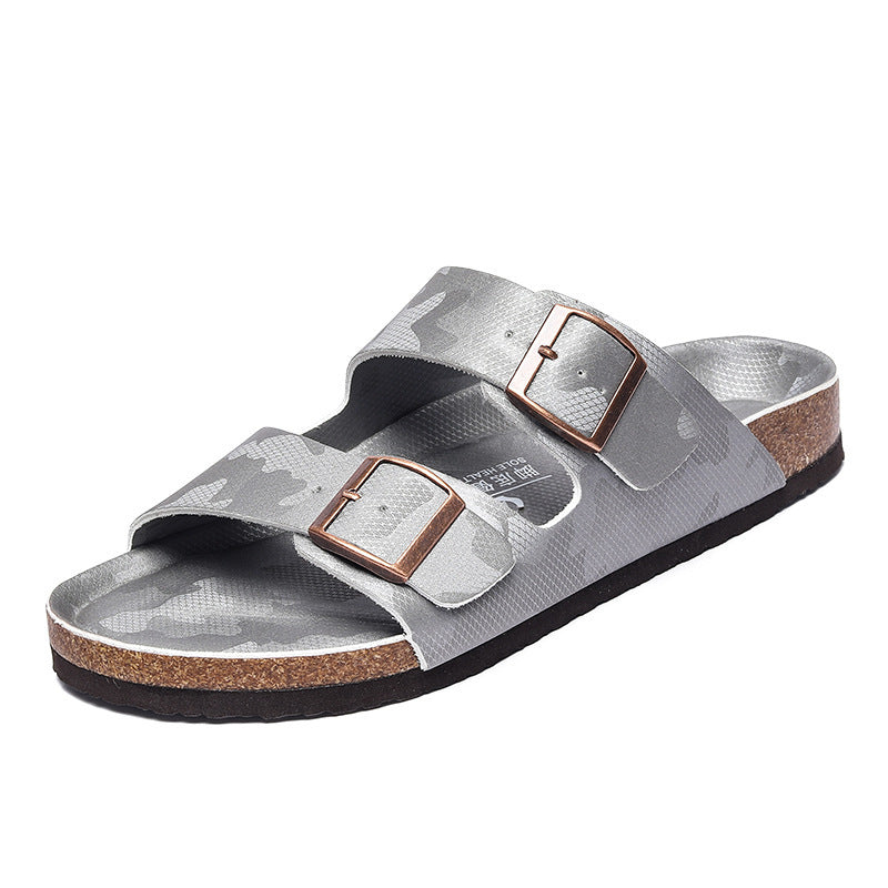 Frosted Leather Platform Slippers: Unisex, Double-breasted