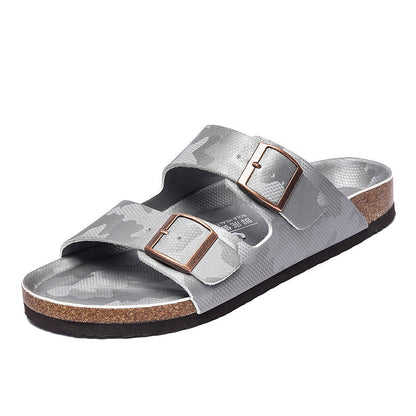 Frosted Leather Platform Slippers: Unisex, Double-breasted