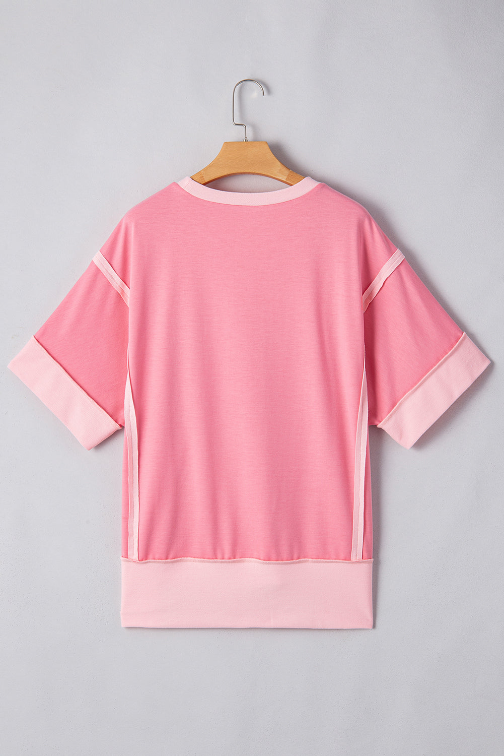 3/4 Sleeve Raw Seam High-Low Side Top