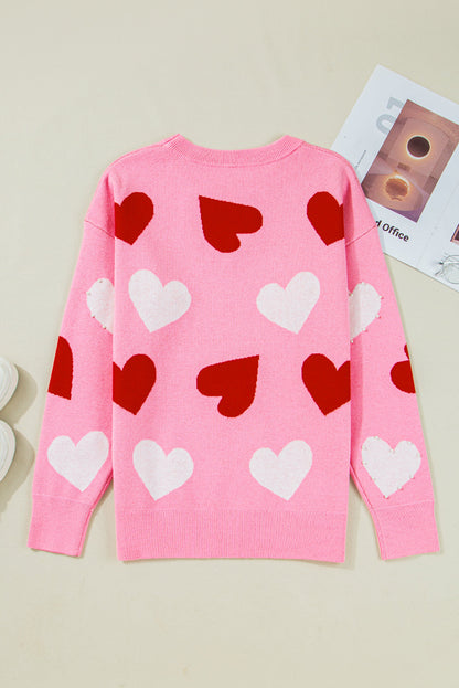 Valentine Heart Pearl Embellished Sweater