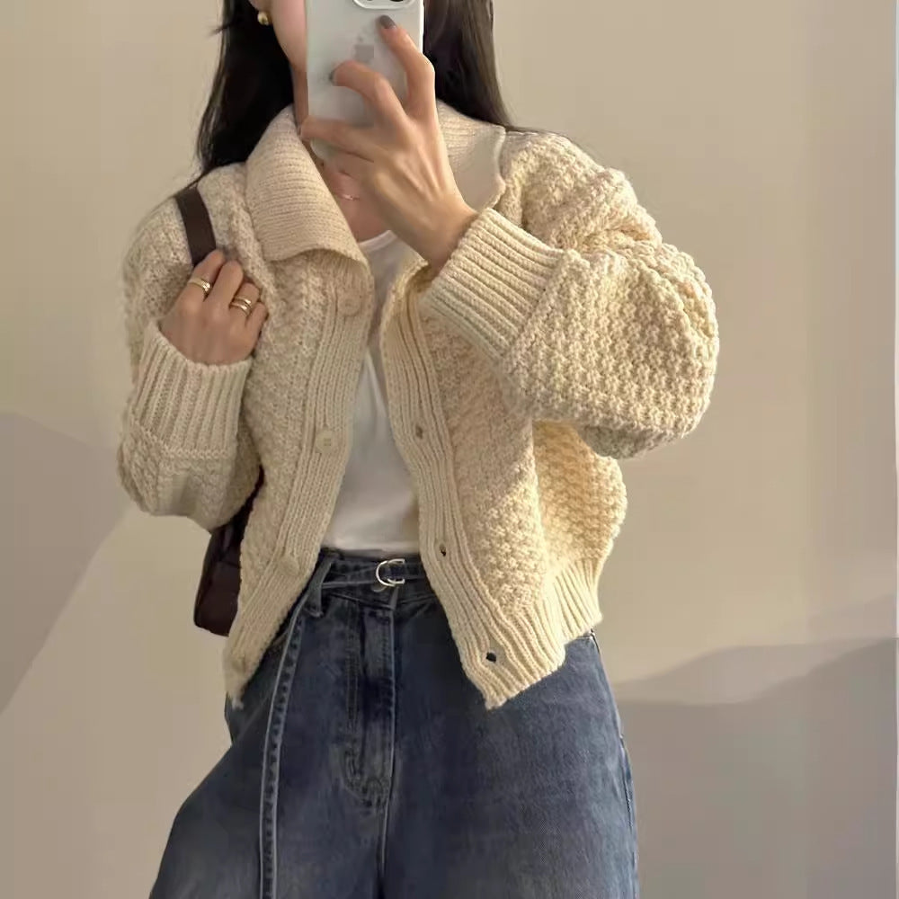 Retro Short Sweater Cardigan Women's Knitting Coat