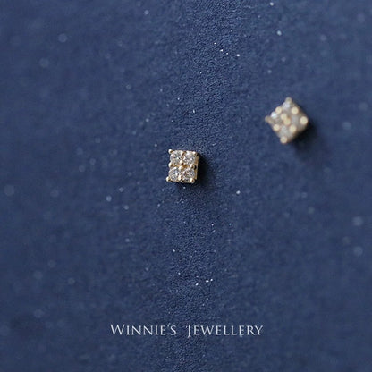 Gold-Plated Sterling Silver Carbink Square Stud Earrings