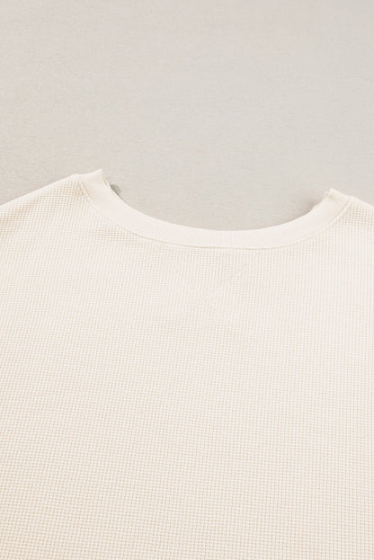 Waffle Knit Bishop Sleeve Side Split Top