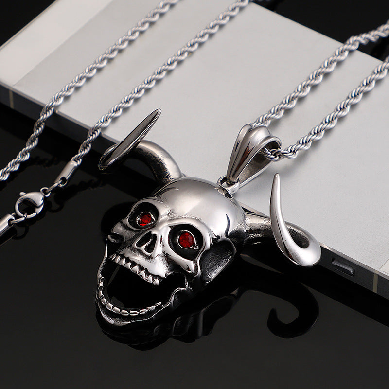 Horn Ghost Head Domineering Necklace