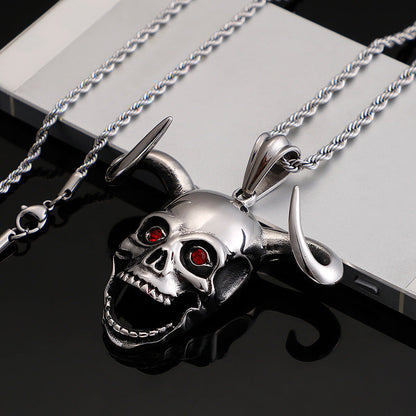 Horn Ghost Head Domineering Necklace