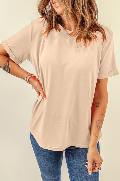 Solid Short Sleeve Crew Neck Tee