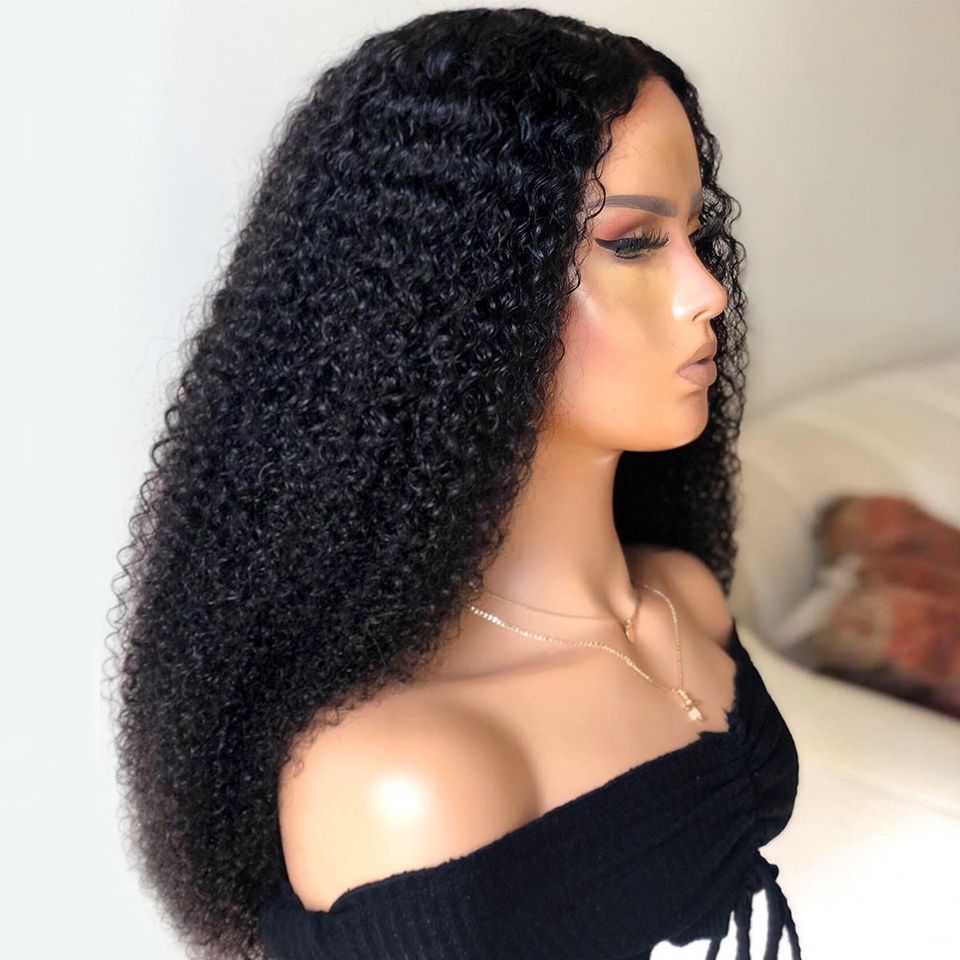 Long Kinky Curly Lace Front Wig Human Hair