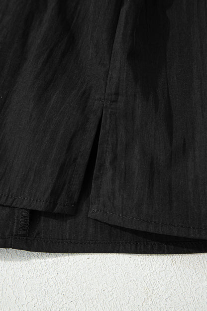 Contrast Trim Ruffle Short Sleeve Blouse