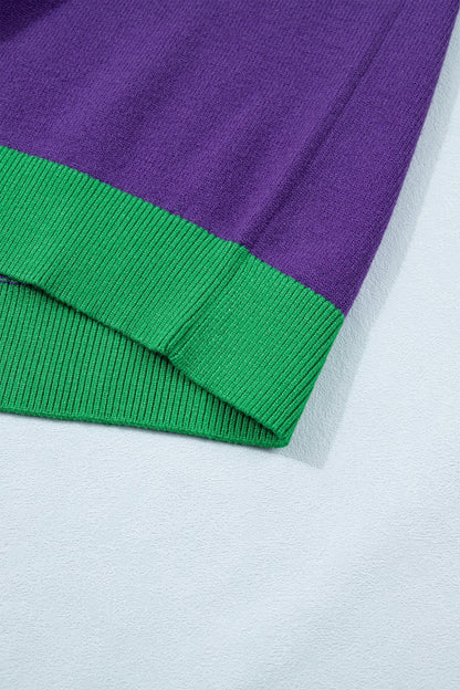 Mardi Gras Tinsel Graphic Short Sleeve Sweater