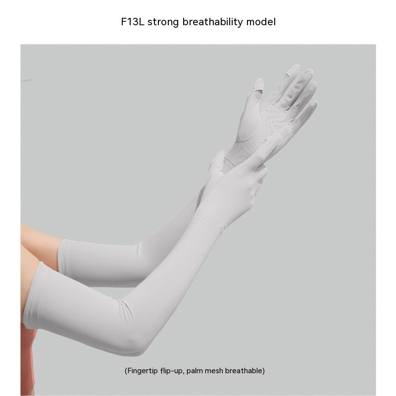 Nylon Ice Silk Long Sun Protection Gloves