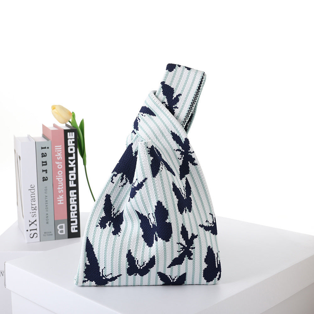 Checkerboard Knitted Shopping Tote