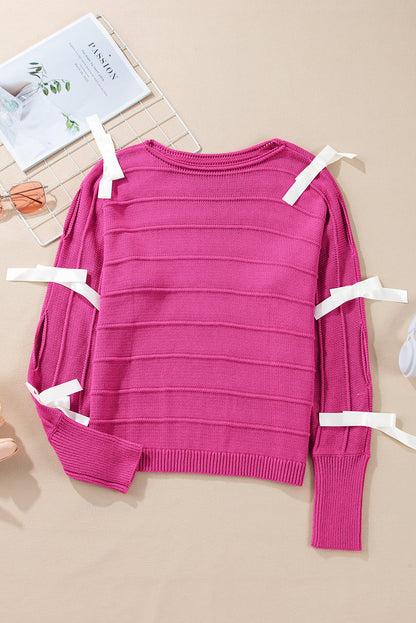 Bow Cut-Out Round Neck Sweater