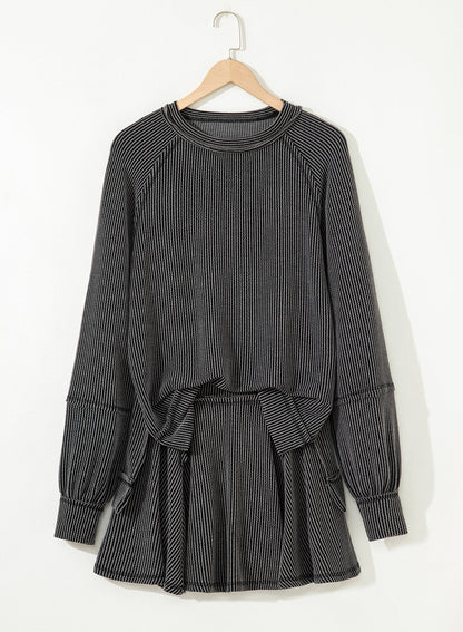 Corded Top and Ruffle Mini Skort Set