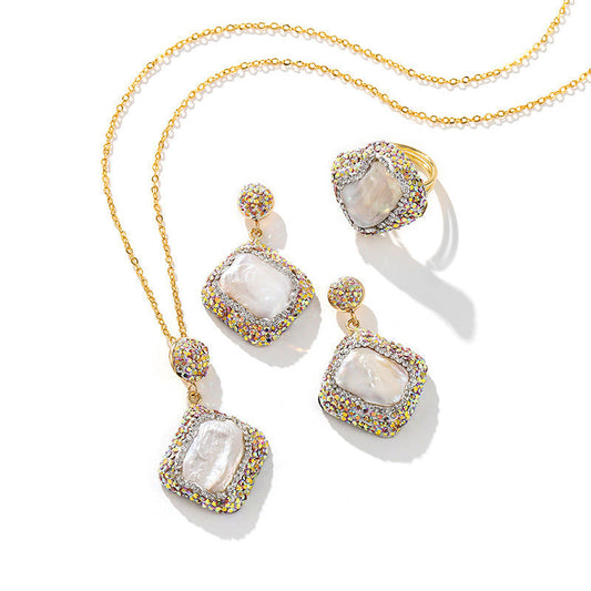 Personality Niche Design Necklace Earring Ring Set