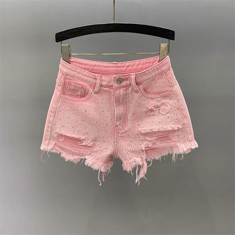 High Waist Slimming Rhinestone Hot Pants