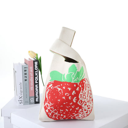 Checkerboard Knitted Shopping Tote