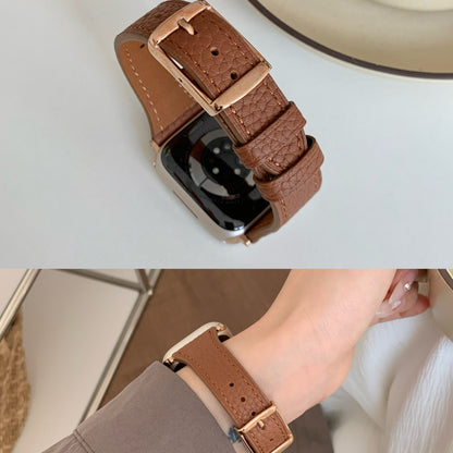 Square Buckle Lychee Leather Waist Strap
