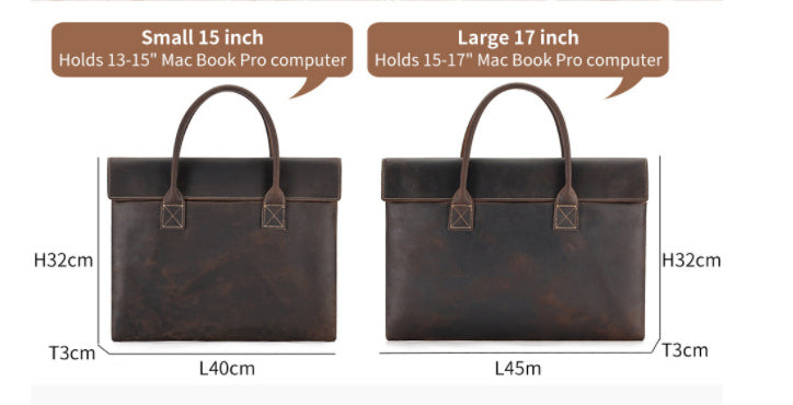 Crazy Horse Leather Men's Handbag