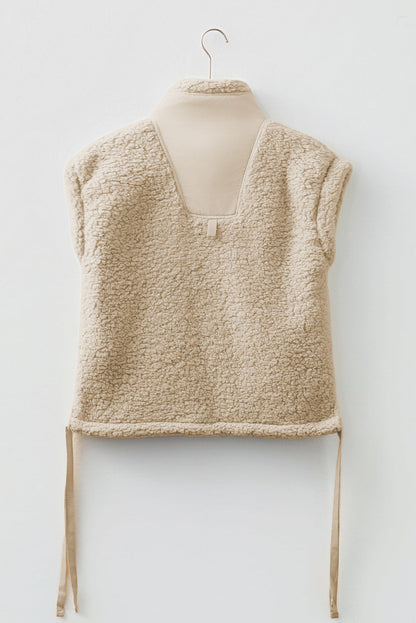 Solid Fleece Snap Button Side Tie Vest