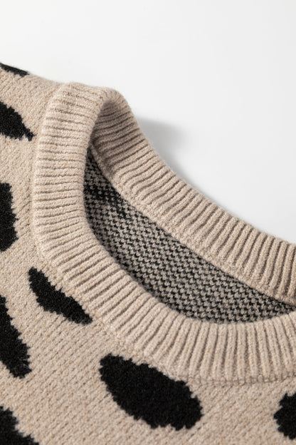 Leopard Stripe Drop Shoulder Sweater