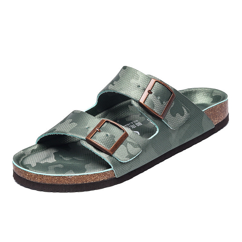 Frosted Leather Platform Slippers: Unisex, Double-breasted