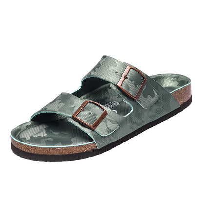 Frosted Leather Platform Slippers: Unisex, Double-breasted