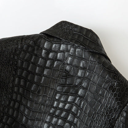 Crocodile Leather Slim-fit Jacket