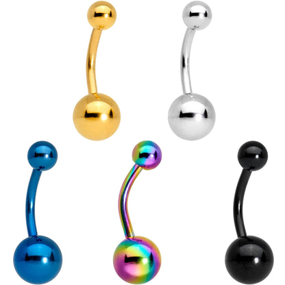 Multi Color Anodized Titanium Belly Ring Set of 5