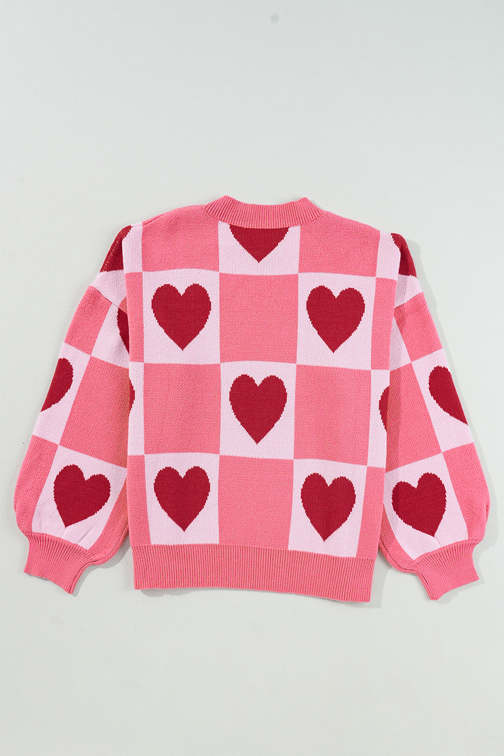 Plus Size Valentine Heart Checker Mock Neck Sweater