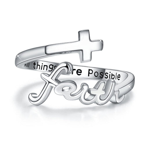 925 Sterling Silver Faith Cross Ring
