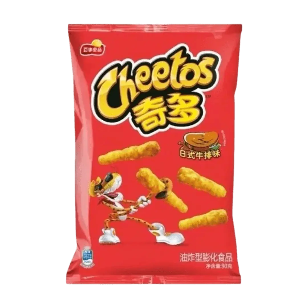 Cheetos Japanese Steak Flavor – Savory Crunchy Cheese Snacks 90g Bag (Japan)