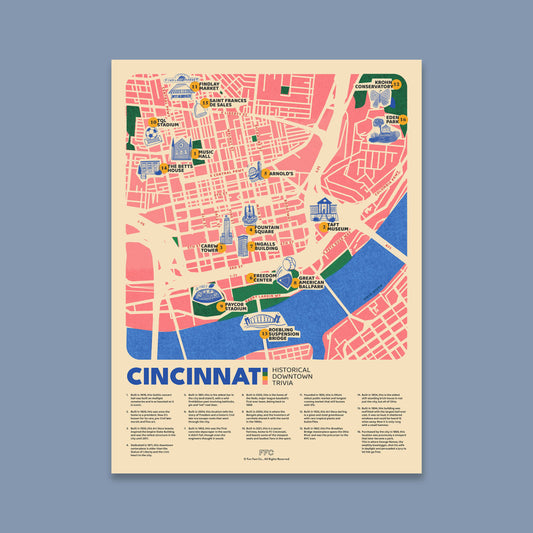 Cincinnati Fun Fact Trivia Map Print