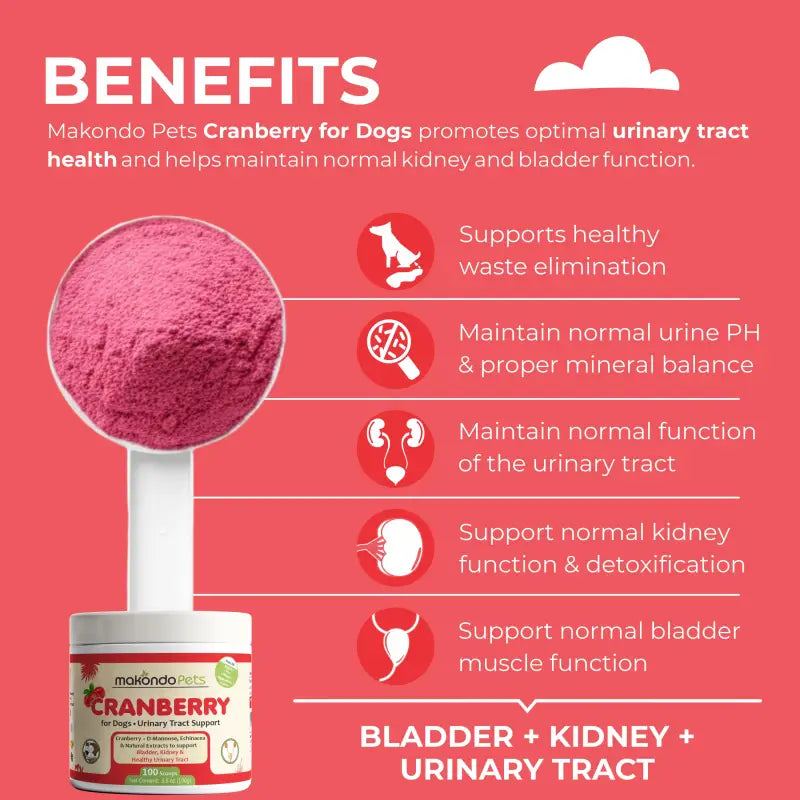 Cranberry for Dogs. Urinary Tract Support. 100 Scoops